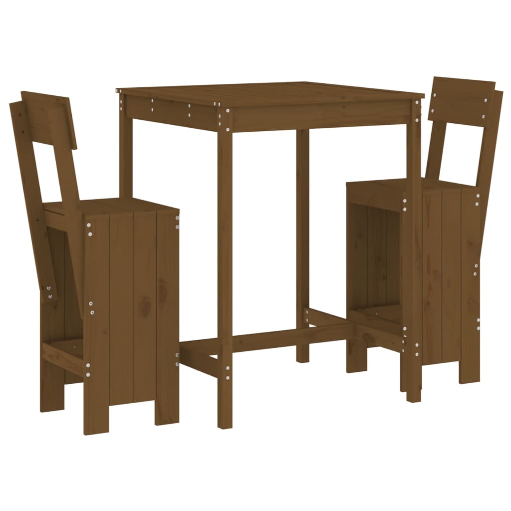 vidaXL 3-delige Barset massief grenenhout wit
