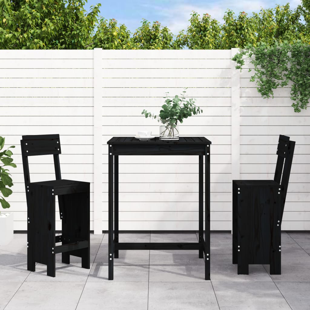 vidaXL 3-delige Barset massief grenenhout wit