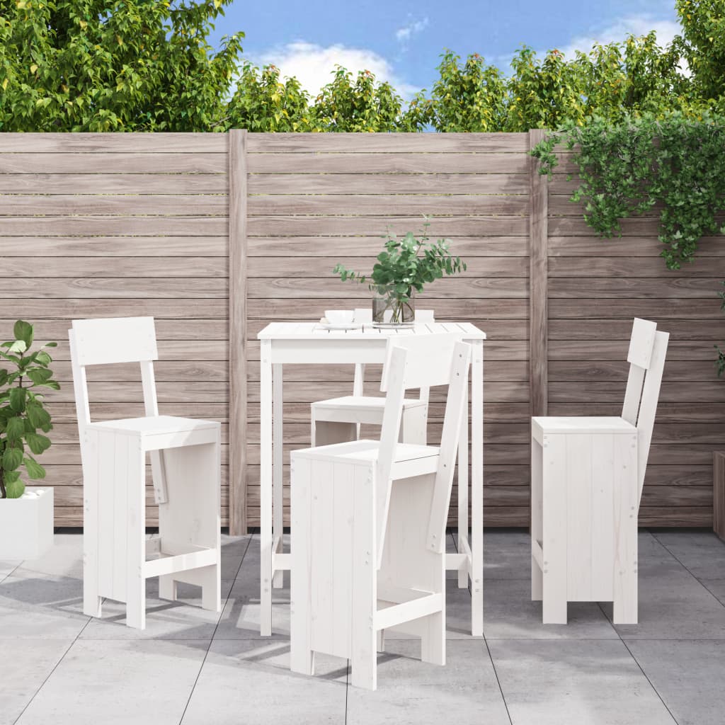 vidaXL 5-delige Barset massief grenenhout wit