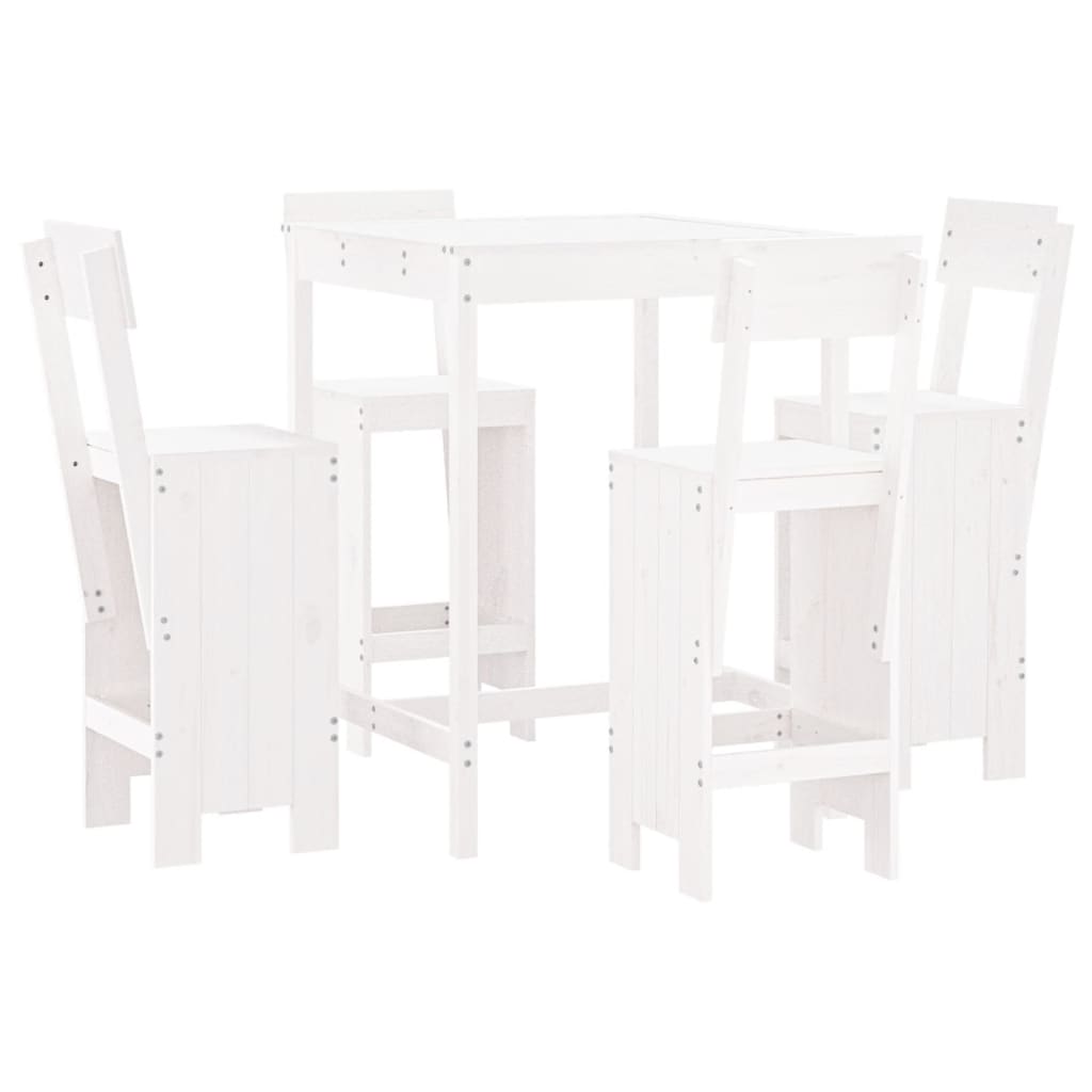 vidaXL 5-delige Barset massief grenenhout wit