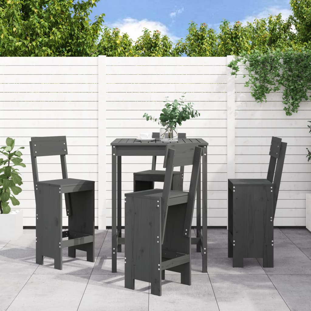 vidaXL 5-delige Barset massief grenenhout wit