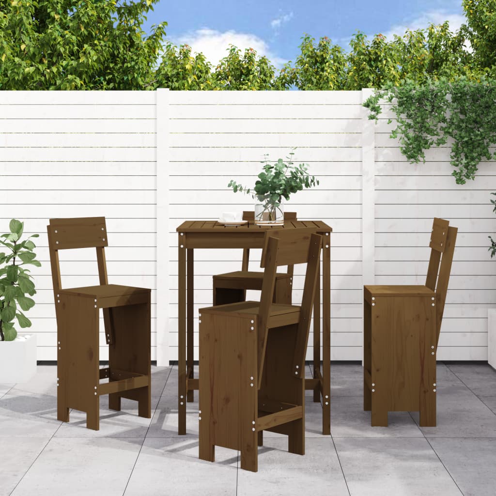 vidaXL 5-delige Barset massief grenenhout wit