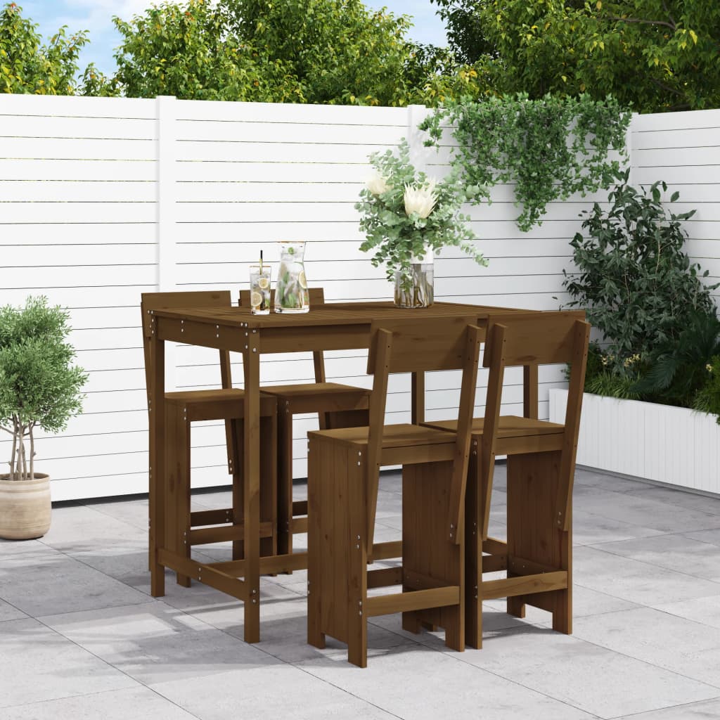 vidaXL 5-delige Barset massief grenenhout