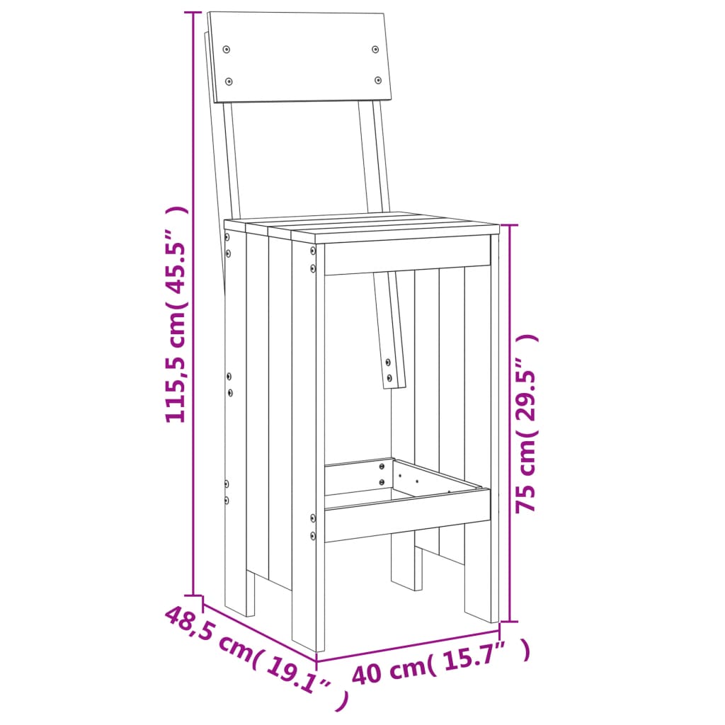 vidaXL 5-delige Barset massief grenenhout