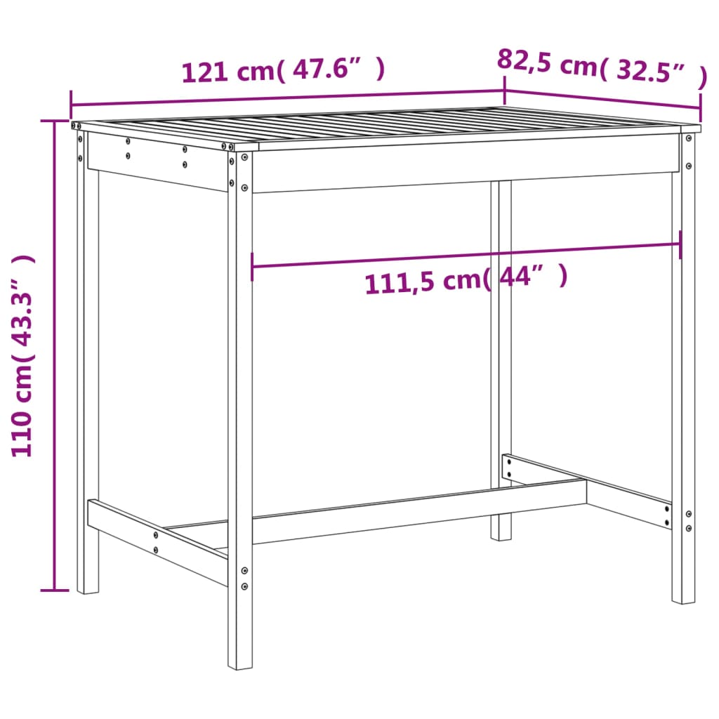 vidaXL 5-delige Barset massief grenenhout