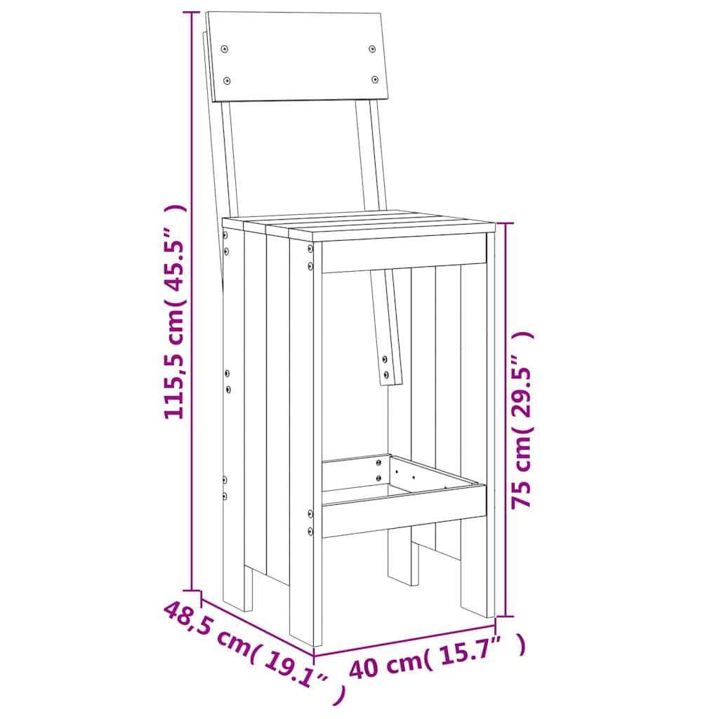 vidaXL 9-delige Barset massief grenenhout wit