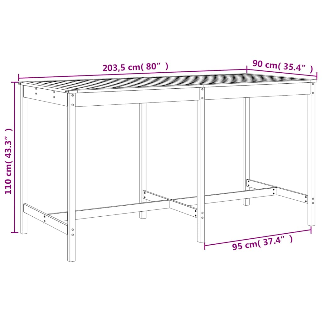 vidaXL 9-delige Barset massief grenenhout wit