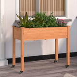 vidaXL Plantenbak op wieltjes 71x37x80 cm massief vurenhout