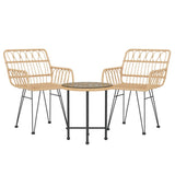 vidaXL 3-piece Garden Lounge Set Poly Rattan