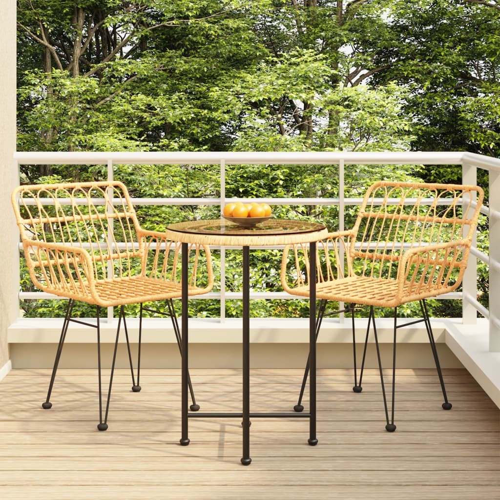 vidaXL 3-Piece Poly Rattan Garden Dining Set