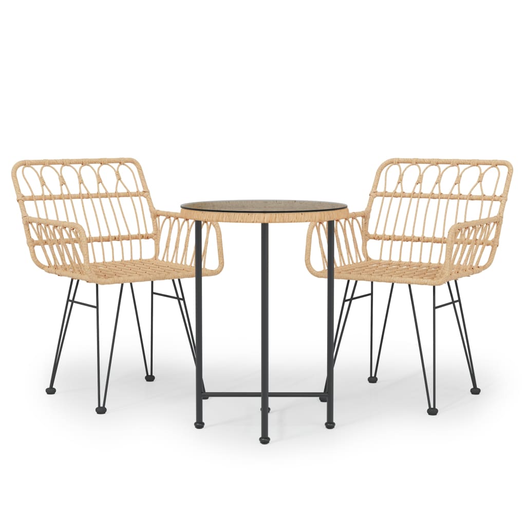 vidaXL 3-Piece Poly Rattan Garden Dining Set