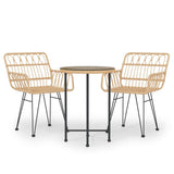 vidaXL 3-Piece Poly Rattan Garden Dining Set