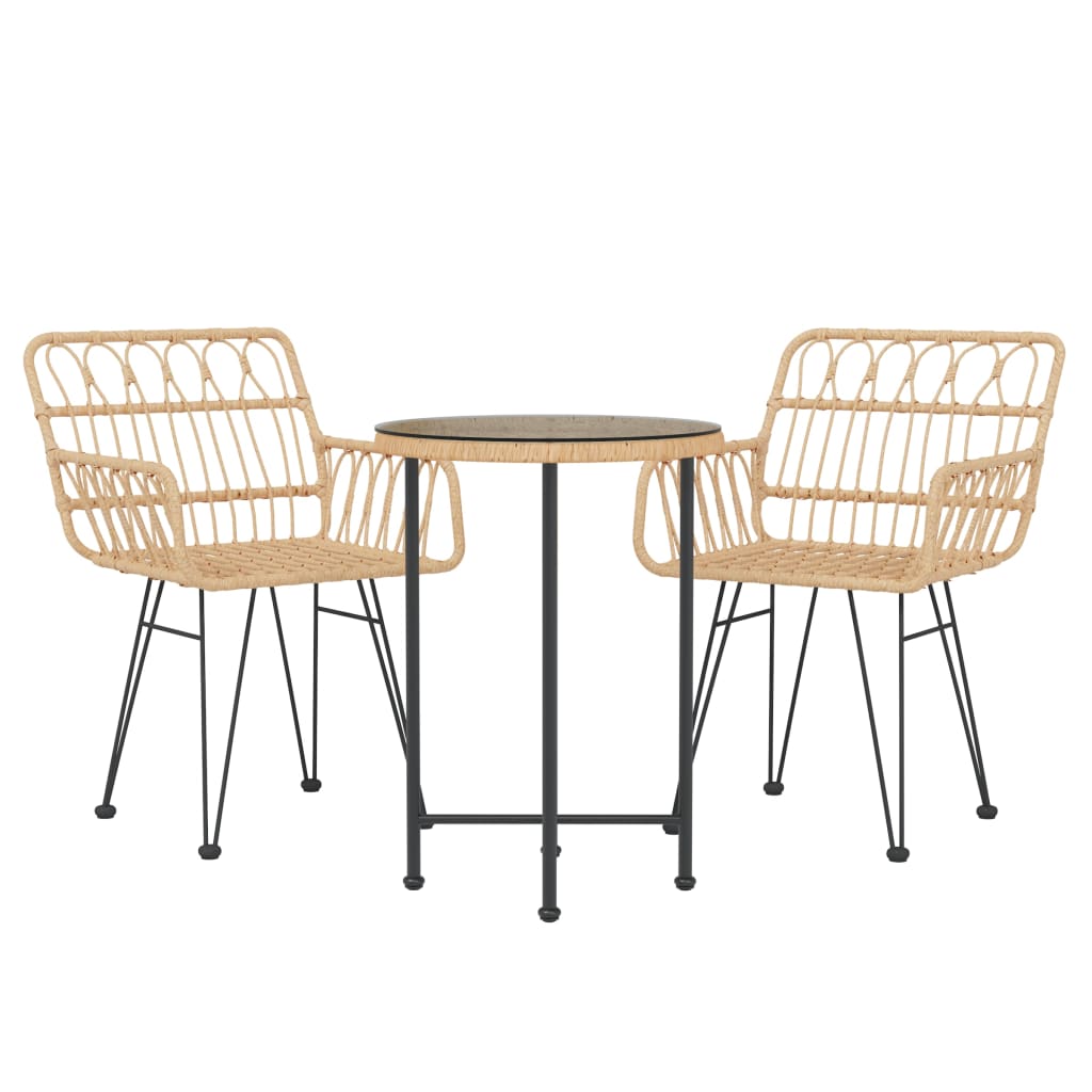 vidaXL 3-Piece Poly Rattan Garden Dining Set