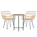 vidaXL 3-Piece Poly Rattan Garden Dining Set