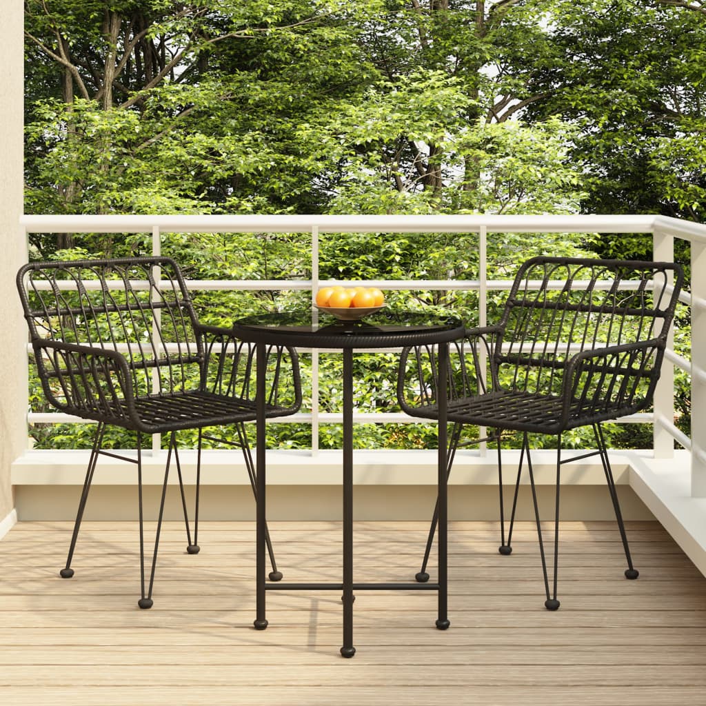 vidaXL 3-Piece Poly Rattan Garden Dining Set