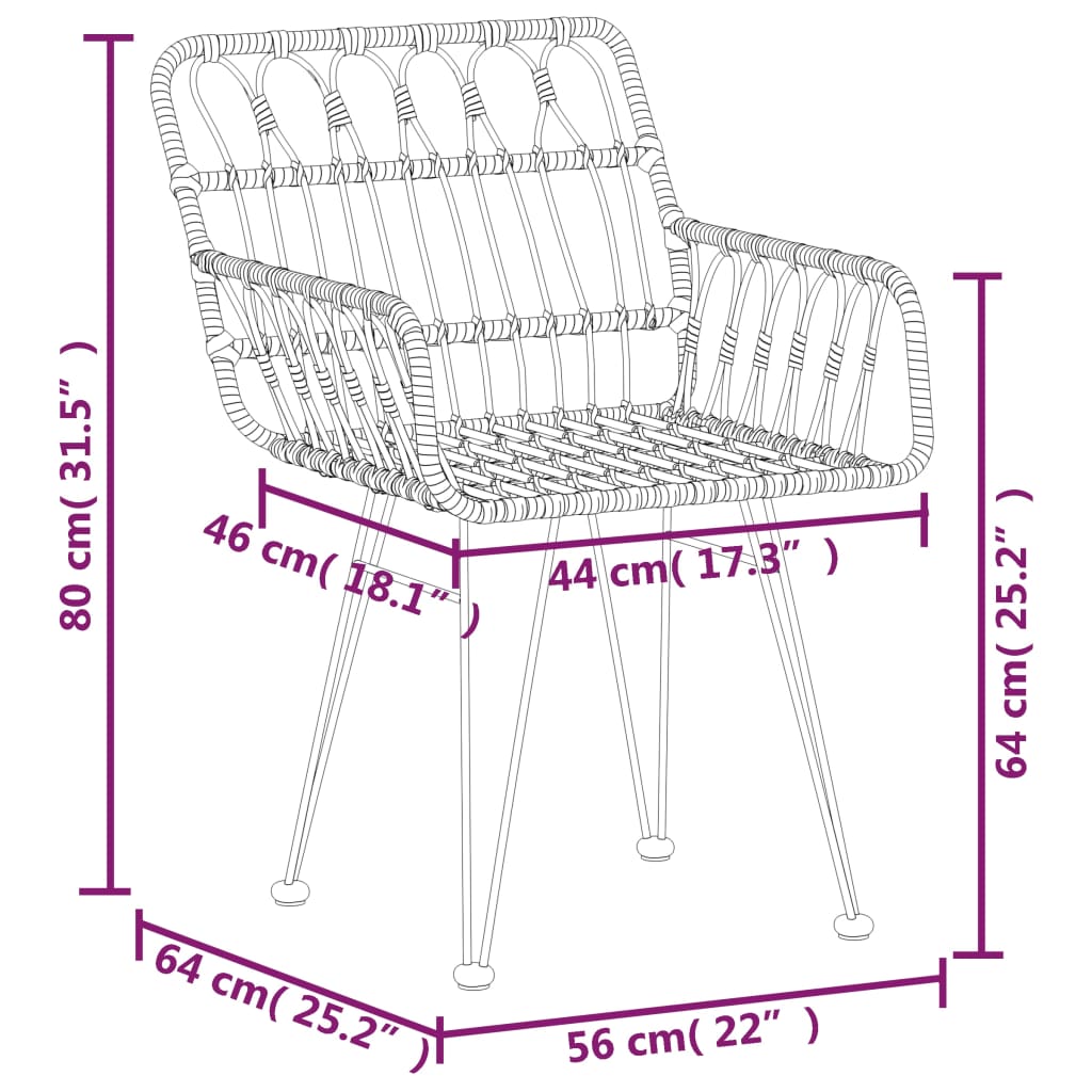 vidaXL 3-delige Tuinset poly rattan