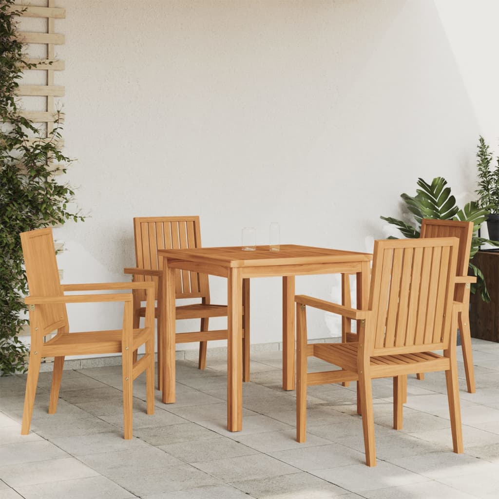 vidaXL Stackable Garden Chairs 4 pcs 56.5x57.5x91 cm Solid Teak Wood