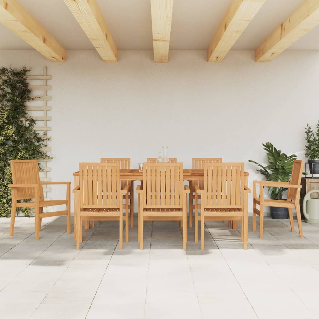 vidaXL Stackable Garden Chairs 4 pcs 56.5x57.5x91 cm Solid Teak Wood
