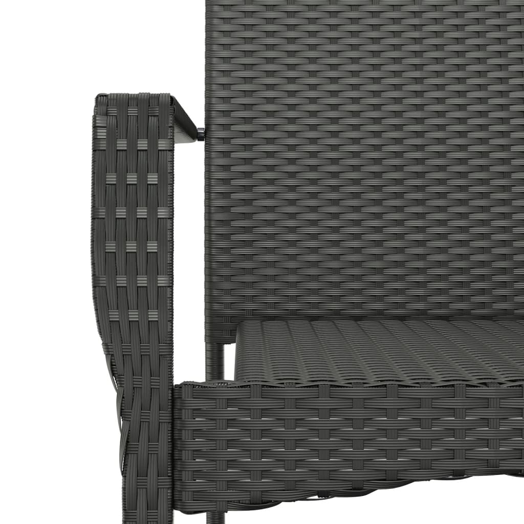 vidaXL 3-delige Tuinset met kussens poly rattan zwart