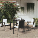 vidaXL 3-delige Tuinset met kussens poly rattan zwart