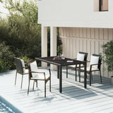 vidaXL 3-delige Tuinset met kussens poly rattan zwart