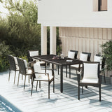 vidaXL 3-delige Tuinset met kussens poly rattan zwart