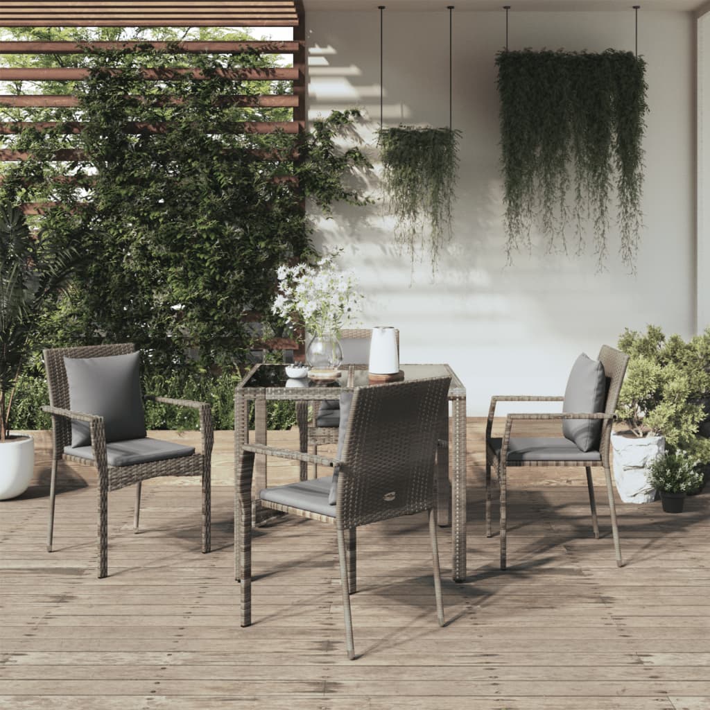 vidaXL 3-delige Tuinset met kussens poly rattan zwart
