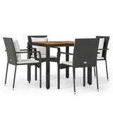 vidaXL 3-delige Tuinset met kussens poly rattan zwart