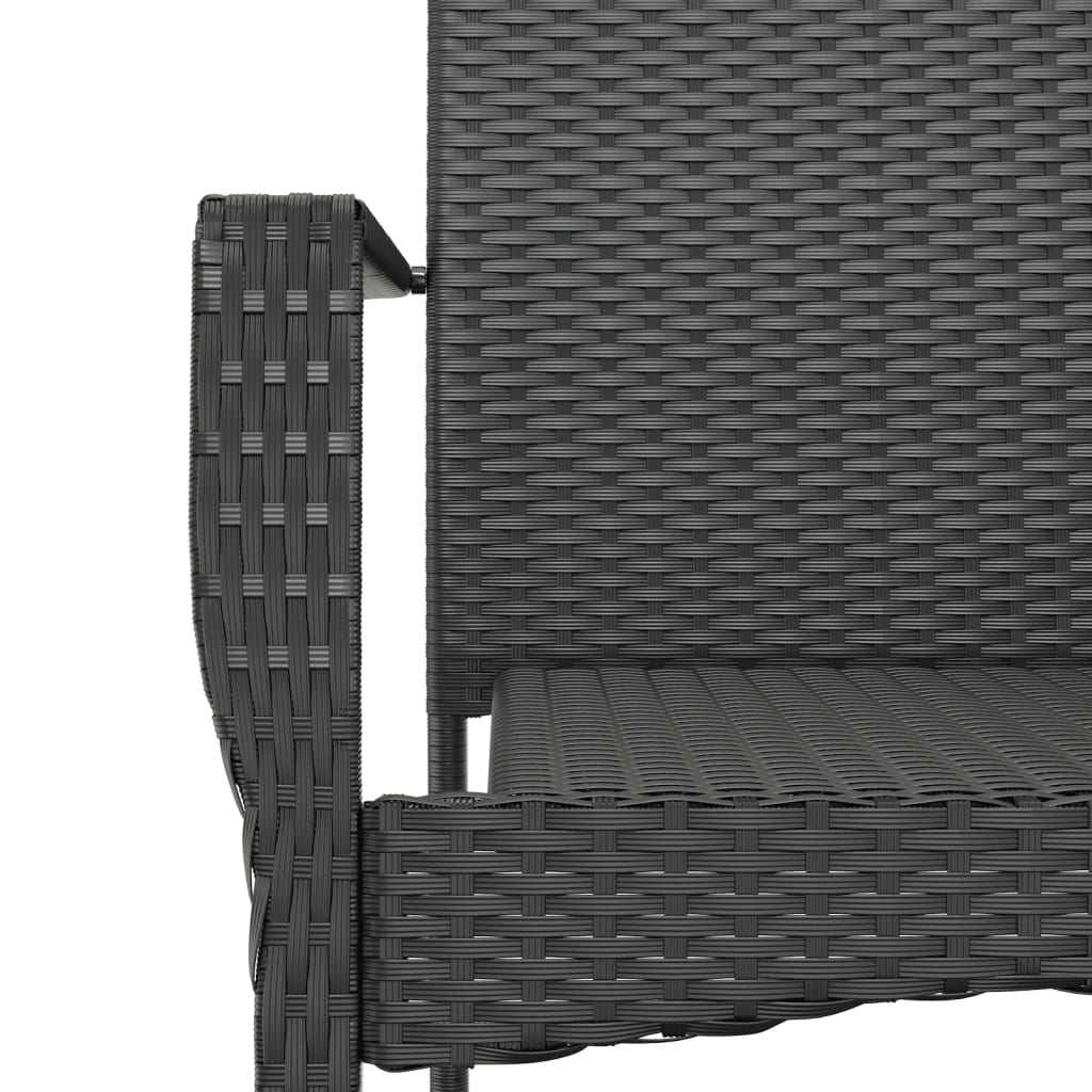 vidaXL 3-delige Tuinset met kussens poly rattan zwart