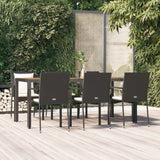 vidaXL 3-delige Tuinset met kussens poly rattan zwart