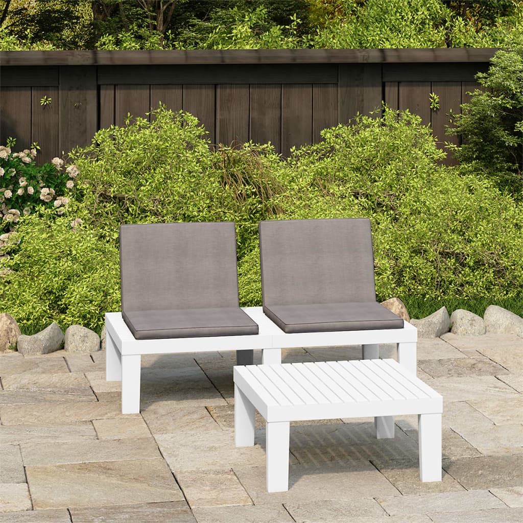 vidaXL 4-delige Loungeset met kussens kunststof wit