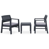 vidaXL 3-delige Loungeset met kussens kunststof wit
