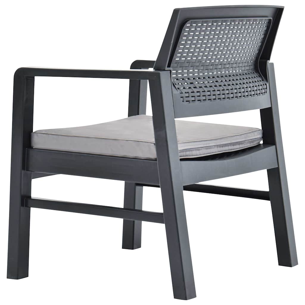 vidaXL 3-delige Loungeset met kussens kunststof wit