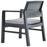 vidaXL 3-delige Loungeset met kussens kunststof wit