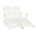 vidaXL 2-Seater Adirondack Garden Chair with Ottoman Pinewood White