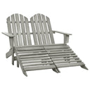 vidaXL 2-Seater Adirondack Garden Chair with Ottoman Pinewood White