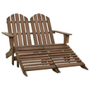 vidaXL 2-Seater Adirondack Garden Chair with Ottoman Pinewood White