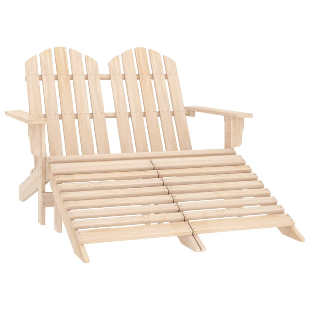 vidaXL 2-Seater Adirondack Garden Chair with Ottoman Pinewood White