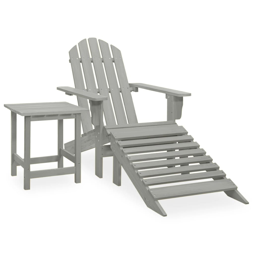 vidaXL Adirondack Garden Chair with Ottoman Table Solid Spruce Wood White
