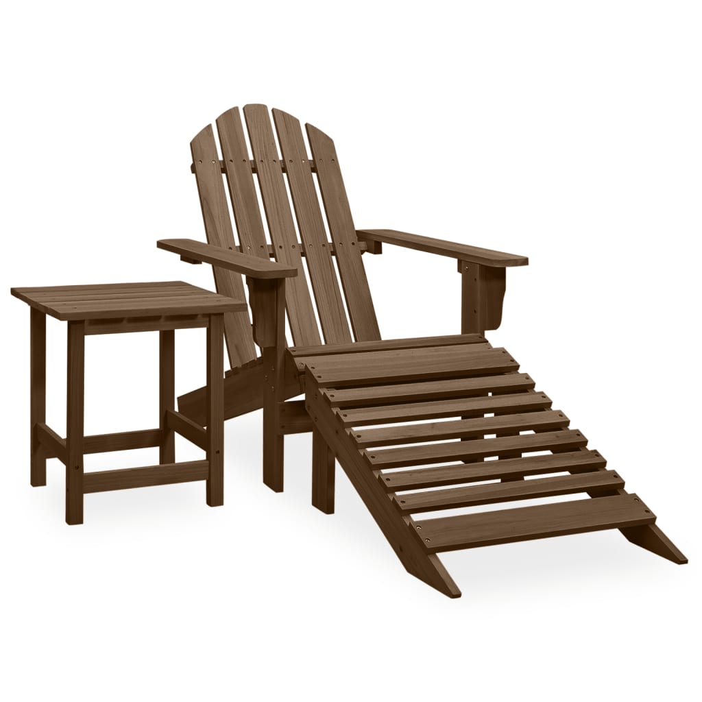 vidaXL Adirondack Garden Chair with Ottoman Table Solid Spruce Wood White