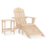 vidaXL Adirondack Garden Chair with Ottoman Table Solid Spruce Wood White
