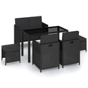 vidaXL 6-delige Tuinset met kussens poly rattan zwart