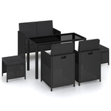 vidaXL 6-delige Tuinset met kussens poly rattan zwart