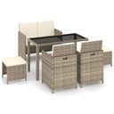 vidaXL 6-delige Tuinset met kussens poly rattan zwart