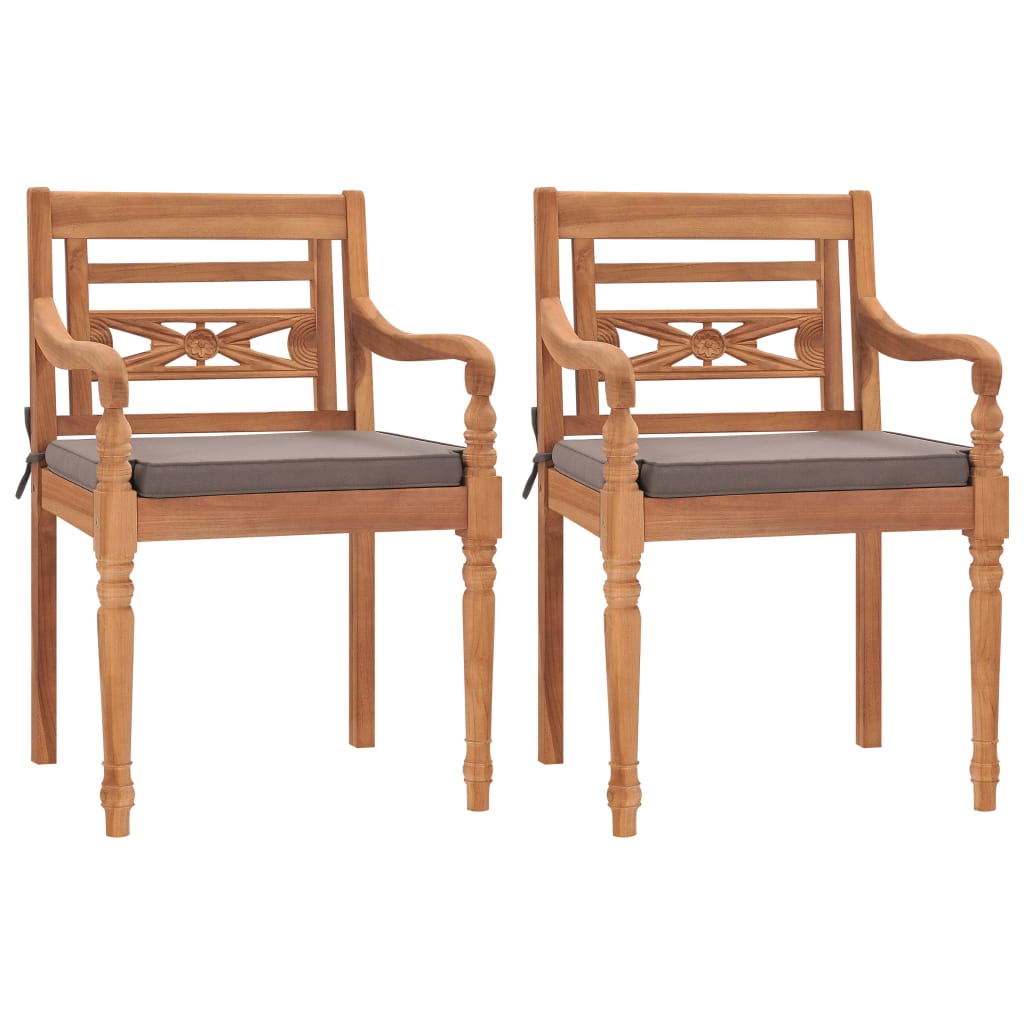 vidaXL Batavia Chairs 4 pcs with cushions solid teak wood