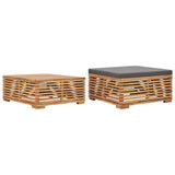 vidaXL Tuintafel en voetensteun met crèmekleurig kussen teakhout
