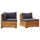 vidaXL Garden Table and Ottoman with Cushion Solid Acacia Wood