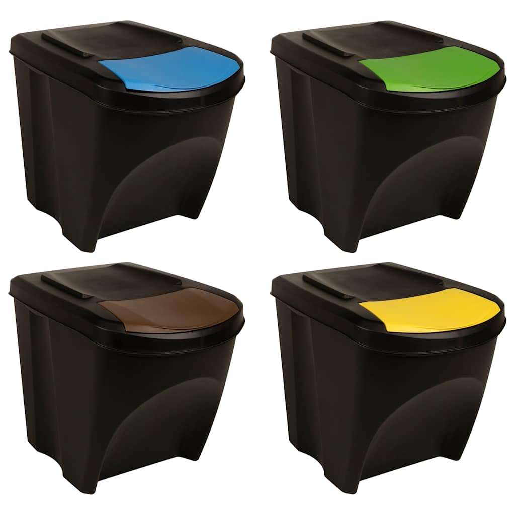 vidaXL Stackable Trash Cans 3 pcs 75 L Polypropylene Grey