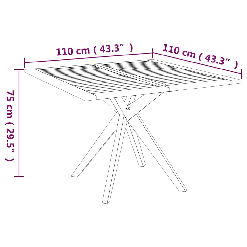 vidaXL Tuintafel 85x85x75 cm massief acaciahout