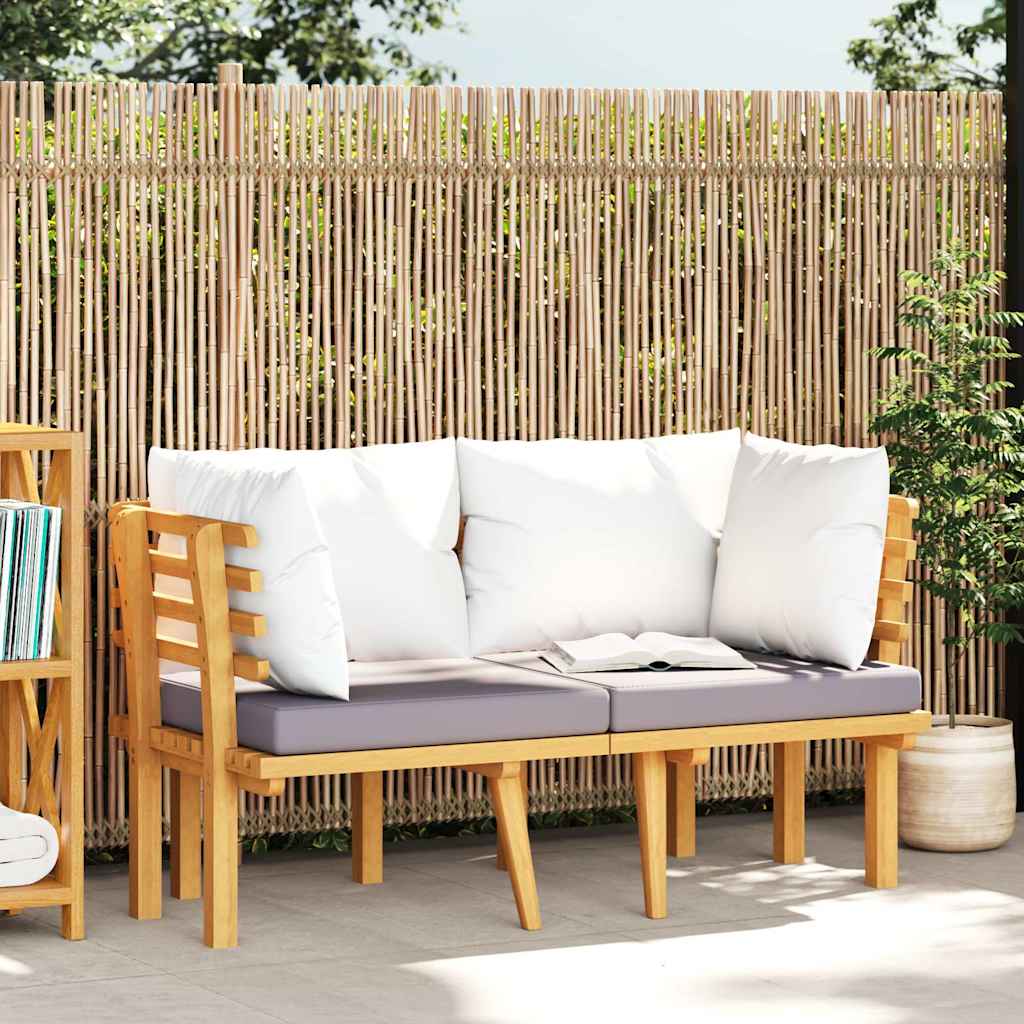 vidaXL Banquette de jardin à 2 boutons avec coussins en acacia massif